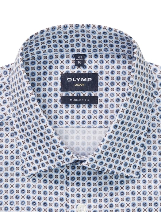 Olymp overhemd blauw geprint modern fit luxor - Image 2