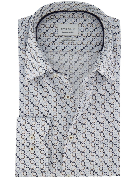 Overhemd Eterna wijde fit blauw printje - Image 1