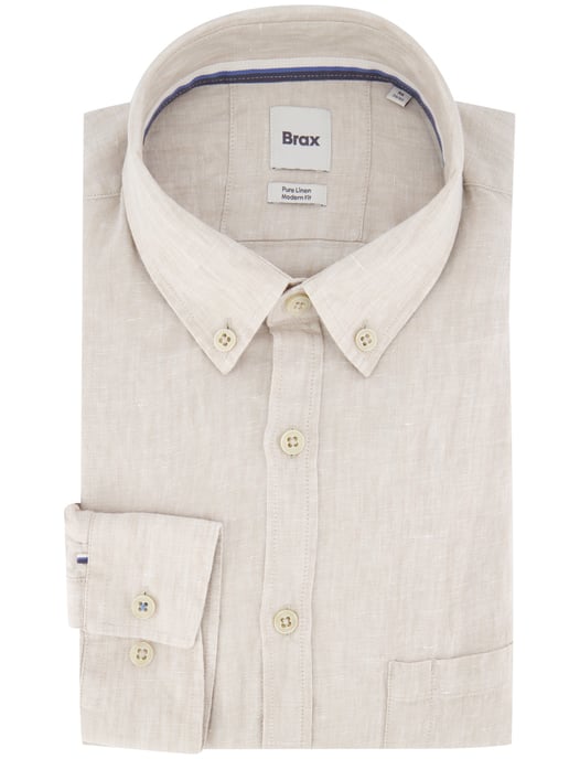 Brax Pure Linen Modern Fit overhemd beige - Image 1