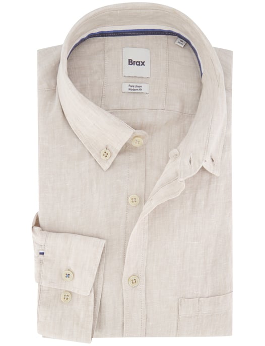 Brax Pure Linen Modern Fit overhemd beige - Image 2