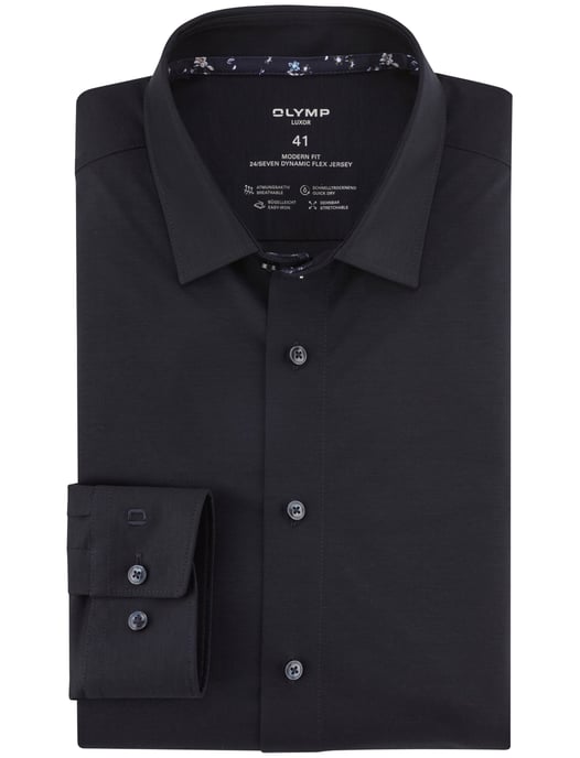 zwart effen Olymp Luxor 24/Seven overhemd Flex Jersey - Image 1