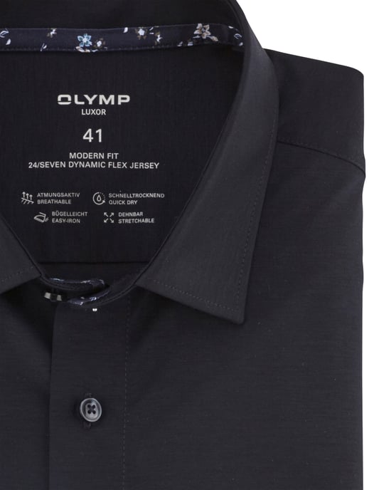 zwart effen Olymp Luxor 24/Seven overhemd Flex Jersey - Image 2