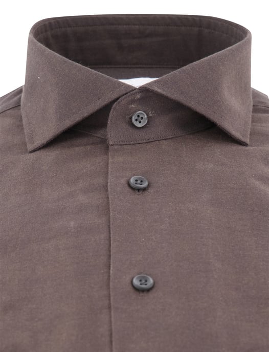 katoenen Michaelis overhemd bruin slim fit effen - Image 3