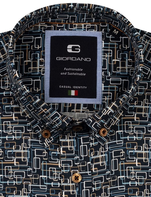 Giordano overhemd navy geprint katoen - Image 2