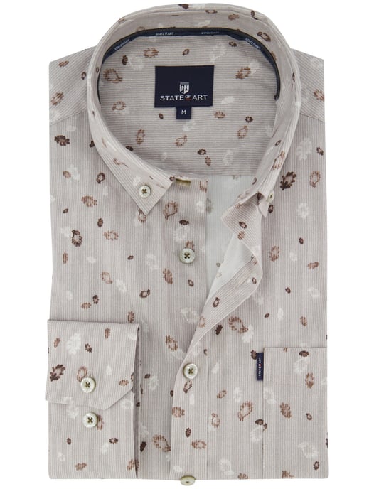 State of Art overhemd katoen beige patroon - Image 1