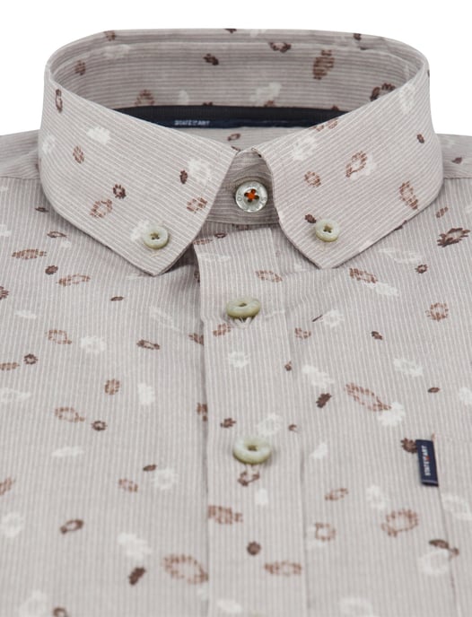 State of Art overhemd katoen beige patroon - Image 3