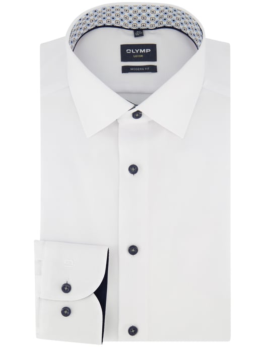Wit overhemd Olymp semi-wide collar 100% katoen modern fit - Image 2