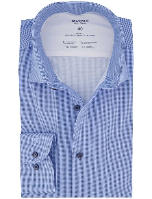 Olymp overhemd blauw body fit semi-wide collar - Image 1