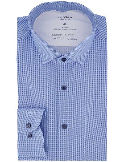 Olymp overhemd blauw body fit semi-wide collar - Image 2