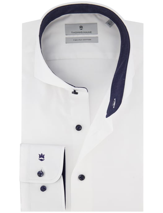 Thomas Maine two-ply overhemd wit katoen - Image 1