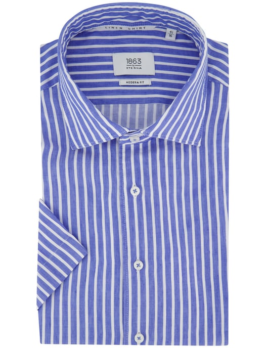 Overhemd Eterna blauw strepen normale fit korte mouw - Image 2