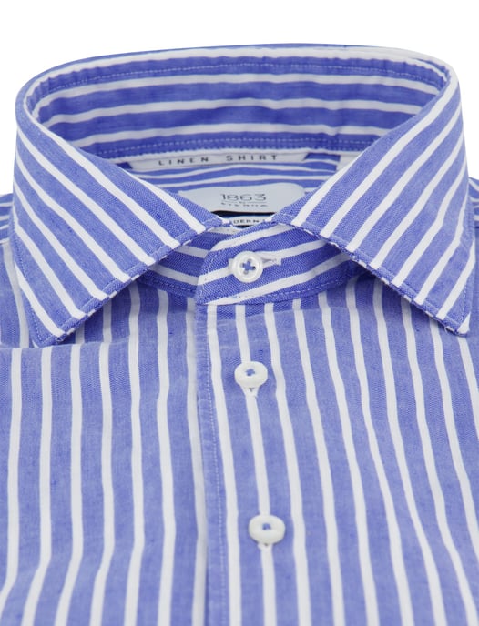 Overhemd Eterna blauw strepen normale fit korte mouw - Image 3