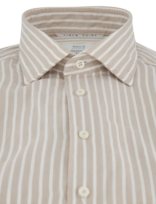Katoen linnen overhemd beige gestreept Eterna 1863 Modern Fit - Image 3