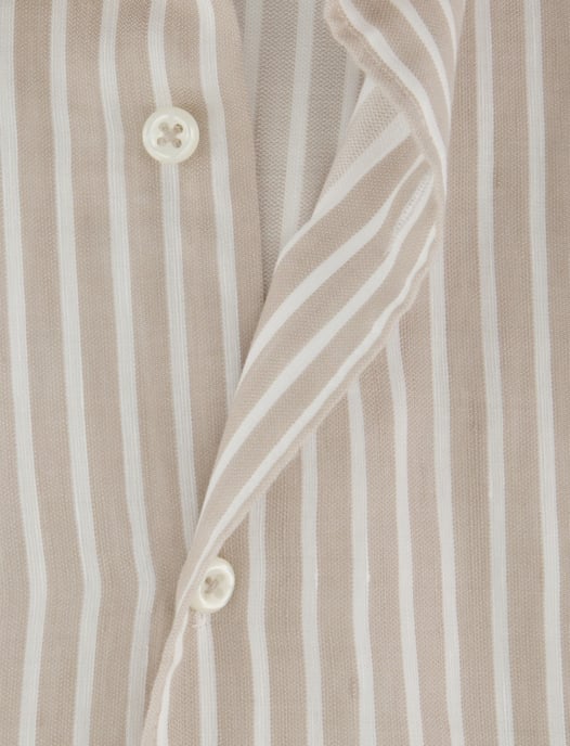 Katoen linnen overhemd beige gestreept Eterna 1863 Modern Fit - Image 4