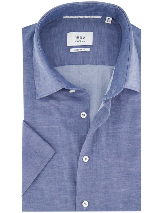 Eterna overhemd blauw modern fit korte mouw - Image 1