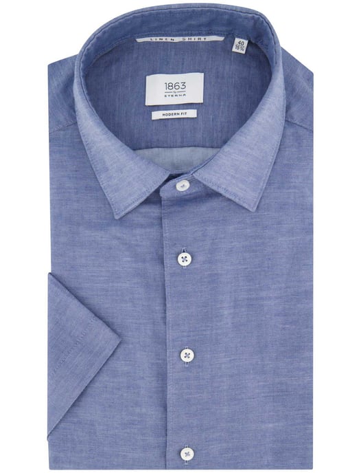 Eterna overhemd blauw modern fit korte mouw - Image 2