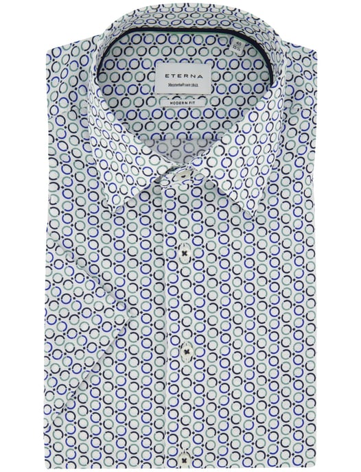 Blauw geprint korte mouw overhemd Eterna Modern Fit strijkvrij - Image 2