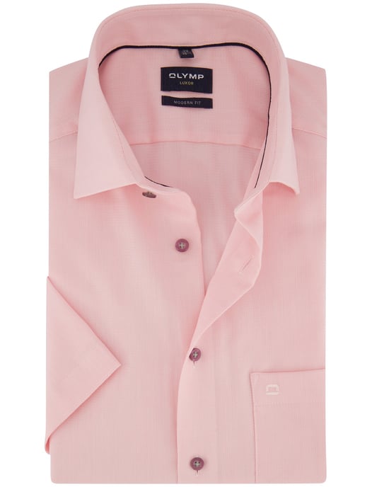 Korte mouw overhemd Olymp roze strijkvrij normale fit - Image 1