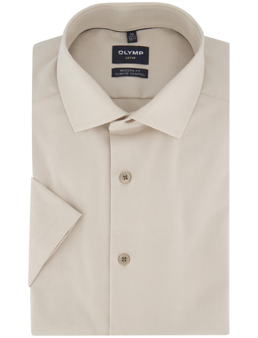 Modern fit Olymp overhemd beige korte mouw semi-wide collar - Image 2