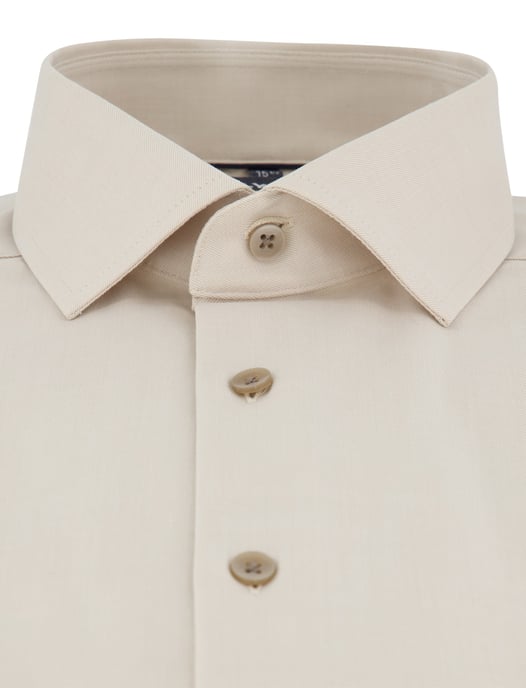 Modern fit Olymp overhemd beige korte mouw semi-wide collar - Image 3
