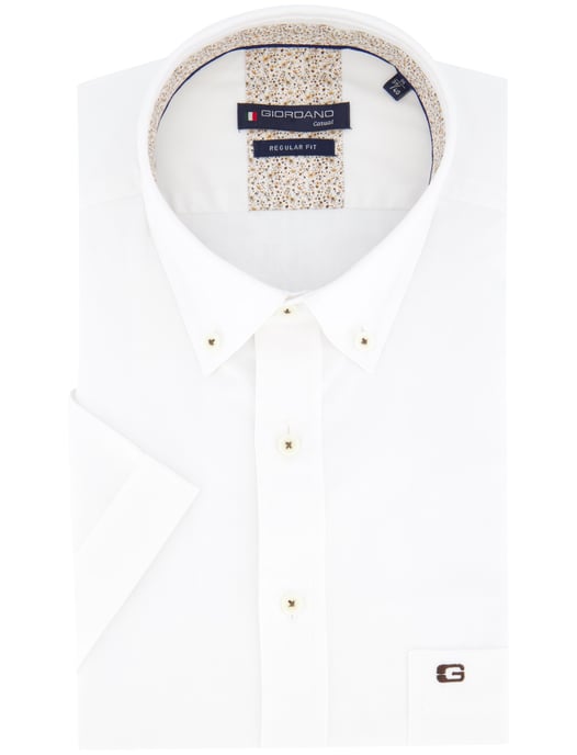 Giordano overhemd Regular Fit korte mouw wit effen - Image 2