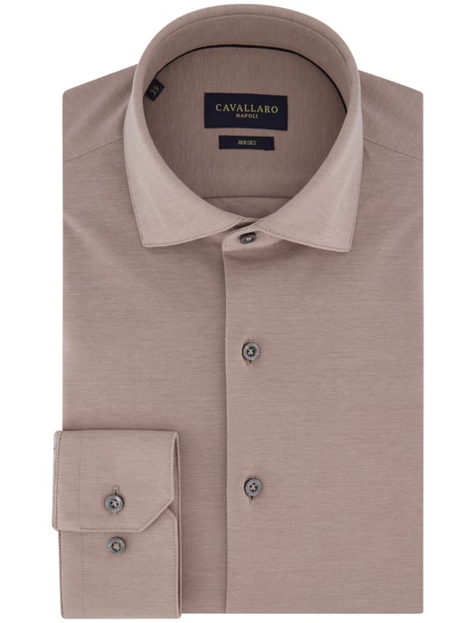 katoenen overhemd Cavallaro beige effen knitted jersey - Image 2