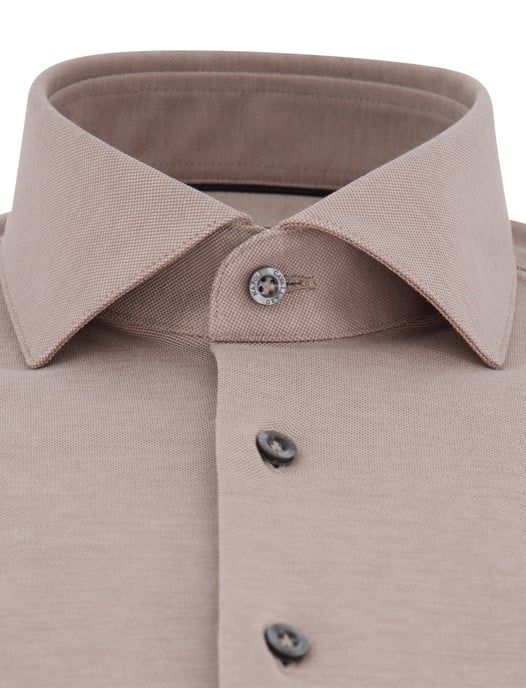 katoenen overhemd Cavallaro beige effen knitted jersey - Image 3