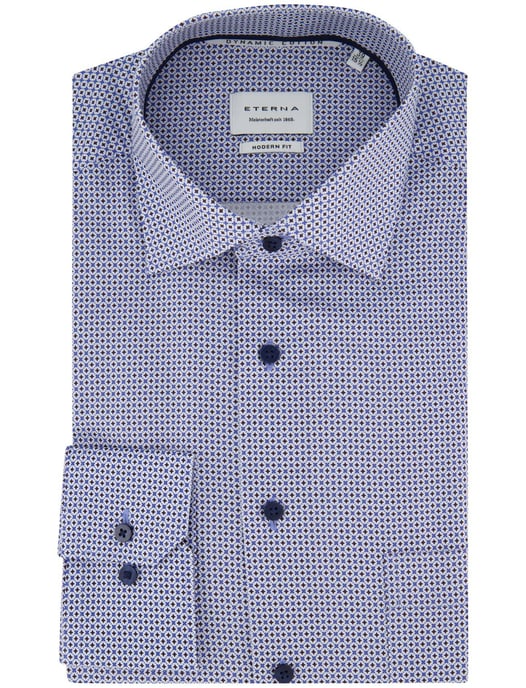 Modern Fit Eterna overhemd blauw geprint - Image 2