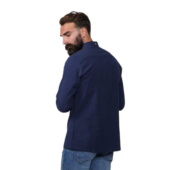 Firetrap Mens Basic Oxford Cotton Button-Down Shirt (Navy) - Image 2