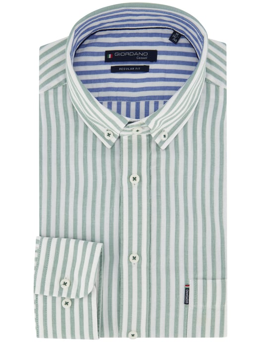 Overhemd Giordano groen casual gestreepte lange mouw - Image 2