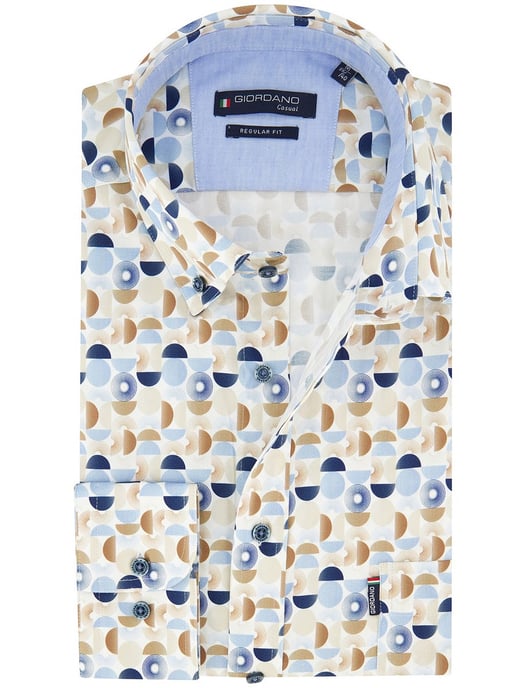 Wit Overhemd Giordano creme blauwe print Regular Fit - Image 1