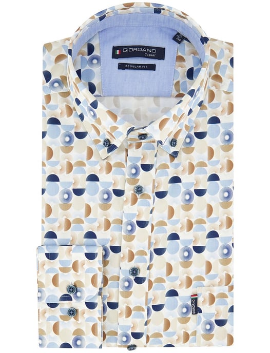 Wit Overhemd Giordano creme blauwe print Regular Fit - Image 2
