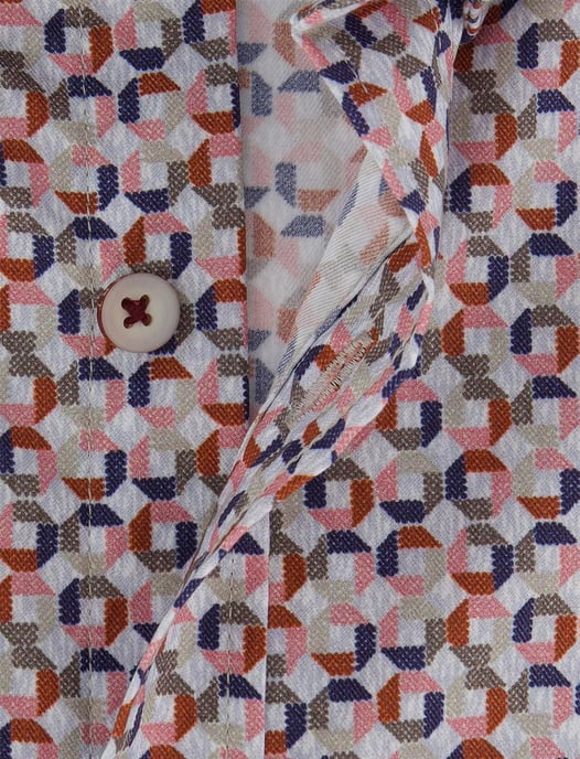 Roze blauw geprint overhemd State of Art wijde fit - Image 4