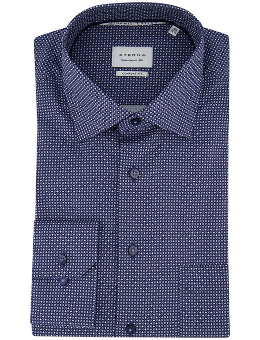 Blauw geprint Eterna overhemd met borstzak - Image 2