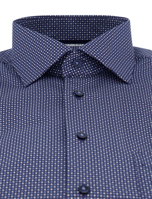 Blauw geprint Eterna overhemd met borstzak - Image 3