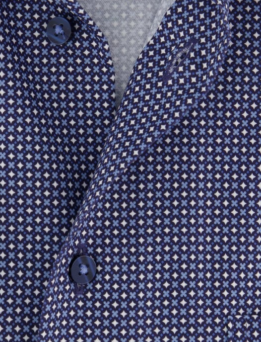 Blauw geprint Eterna overhemd met borstzak - Image 4