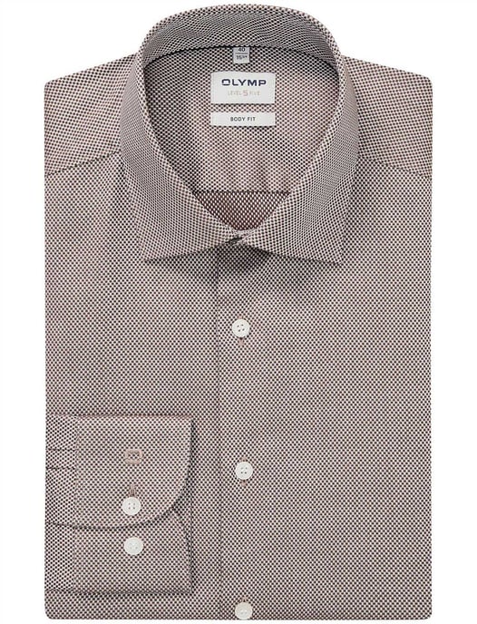 Olymp geprint bruin overhemd katoen slim fit - Image 1