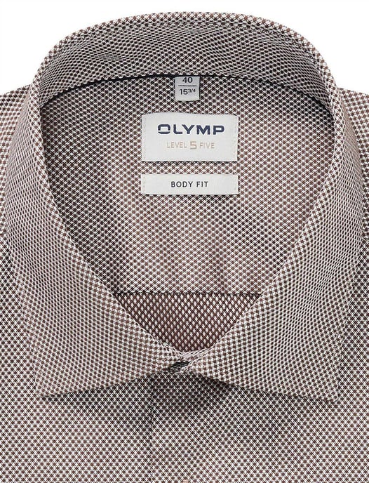 Olymp geprint bruin overhemd katoen slim fit - Image 2