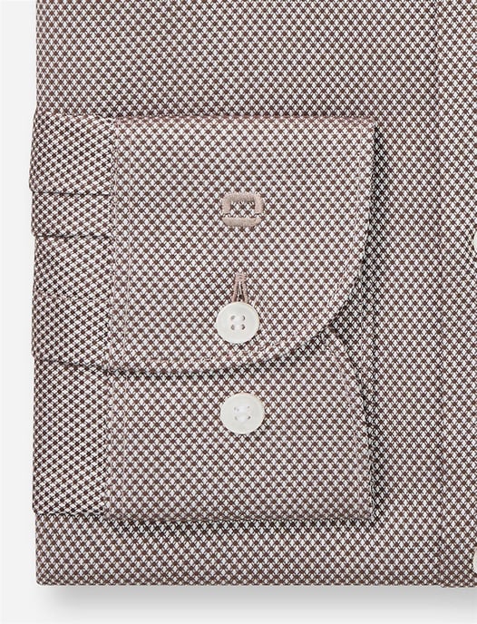 Olymp geprint bruin overhemd katoen slim fit - Image 3