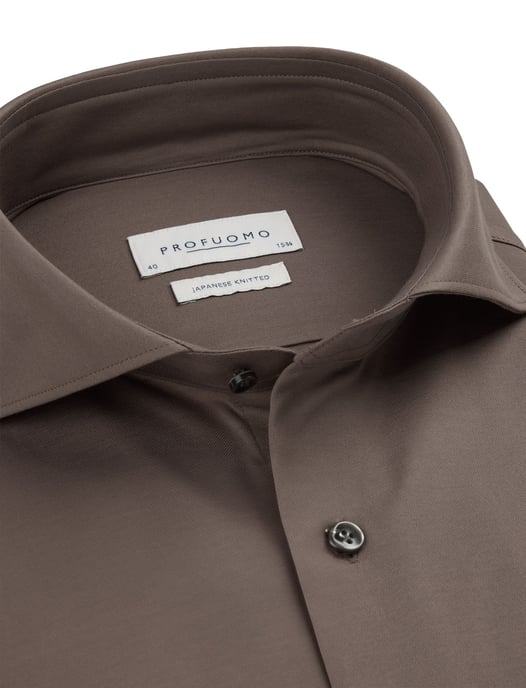 business overhemd Profuomo Japanese Knitted bruin - Image 2