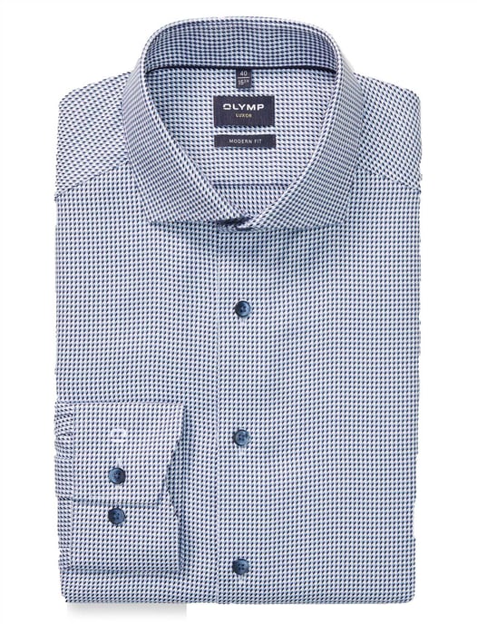 Olymp luxor modern fit overhemd blauw patroon - Image 1