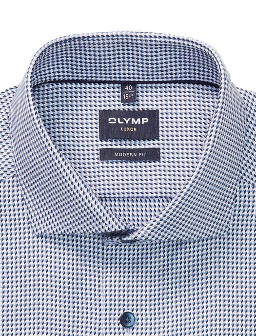 Olymp luxor modern fit overhemd blauw patroon - Image 2
