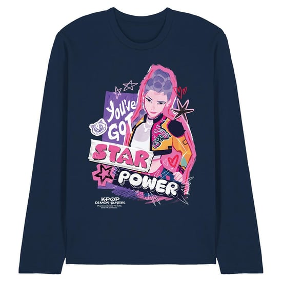 K-Pop Demon Hunters Unisex Adult Rumi Scrapbook Long-Sleeved T-Shirt (Navy) - Image 1