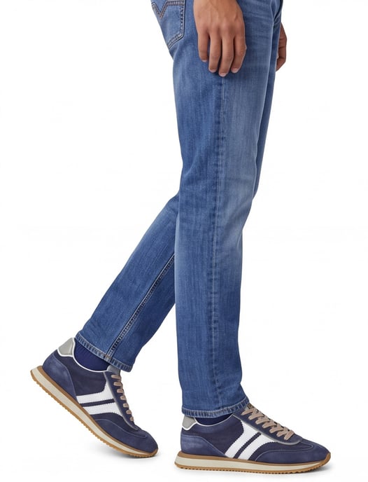 blauw witte sneakers gestreept Giorgio met beige zool - Image 2