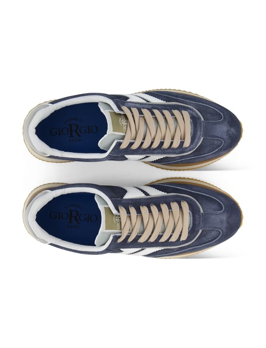 blauw witte sneakers gestreept Giorgio met beige zool - Image 4