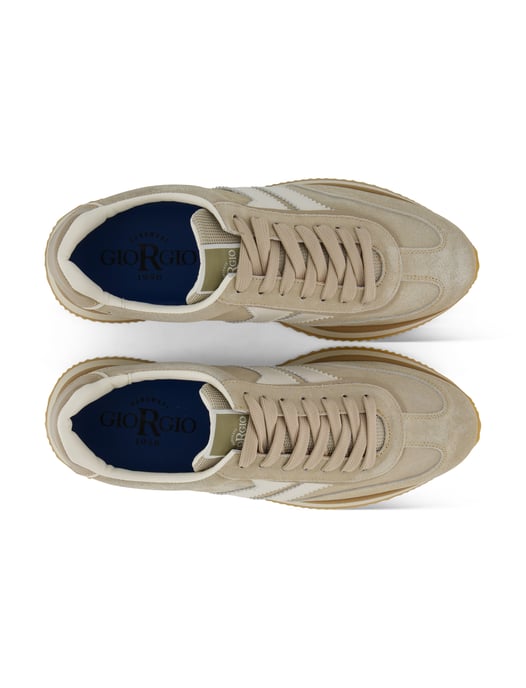 beige wit sneakers laag Giorgio met blauwe beige veters - Image 4