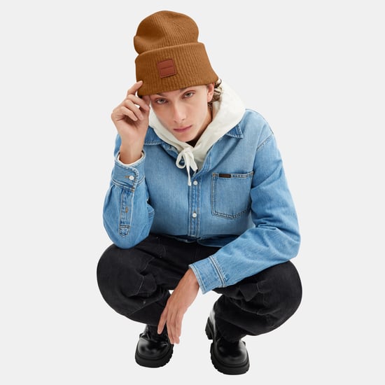 Knit Beanie With Leather Patch - Image 3