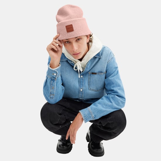 Knit Beanie With Leather Patch - Image 3