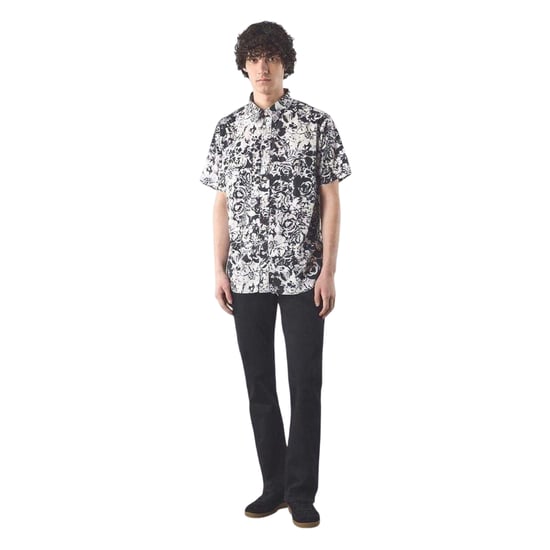 Pretty Green Mens Molineux Regular Short-Sleeved Shirt (Black/White) - Image 1