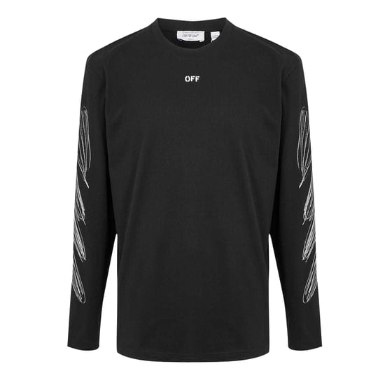 Off White Heren-T-shirt met ronde hals, normale pasvorm en lange mouwen (Zwart, Wit) - Image 1